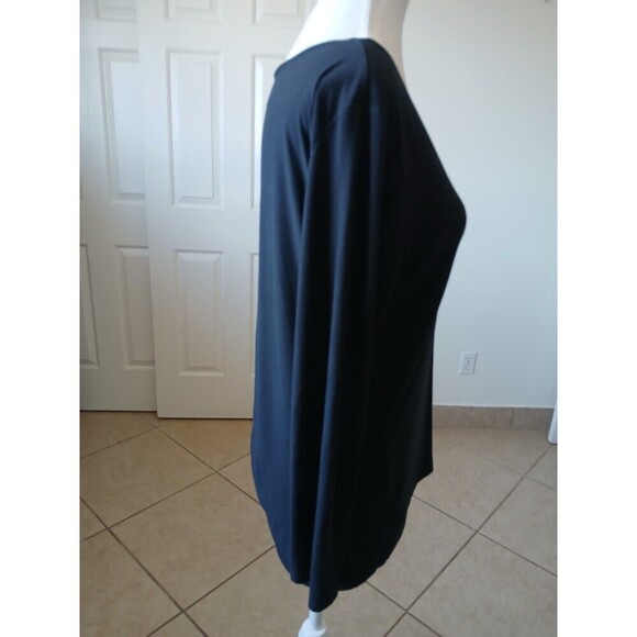 Suzie In The City Womens Top Black Large Long Sleeve Minimalist Basic Simply - Picture 2 of 12